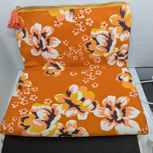 Rachel Pally Clutch Bag Zahara Orange Vegan Leather Reversible Fold Over - Picture 2 of 5